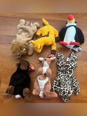 Ty Beanie Babies Lot of 6 - Roary Twigs Congo Puffer Pouch Freckles